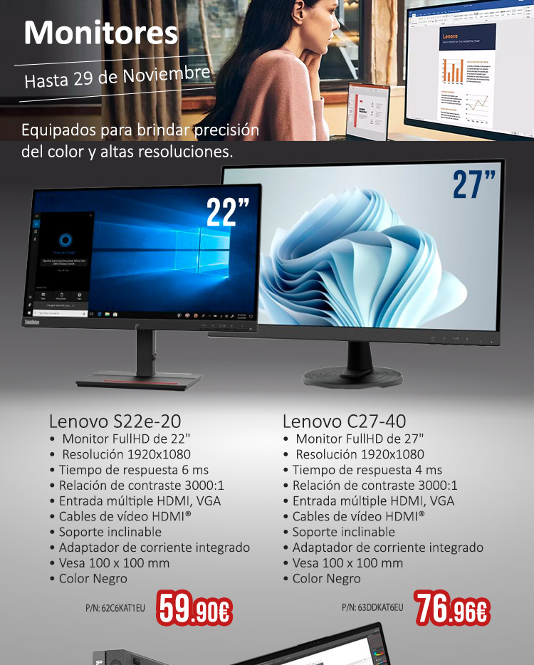 Oferta BF Monitores Lenovo en Desyman