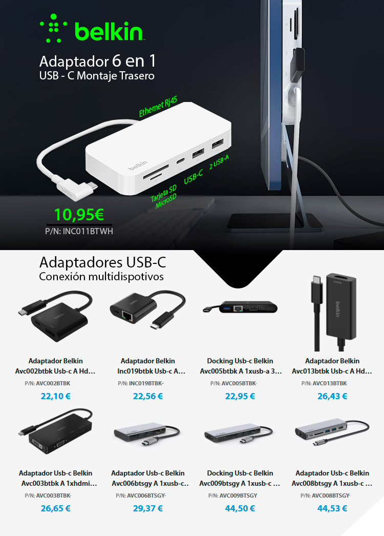Adaptadores Multidispositivos Belkin en Desyman